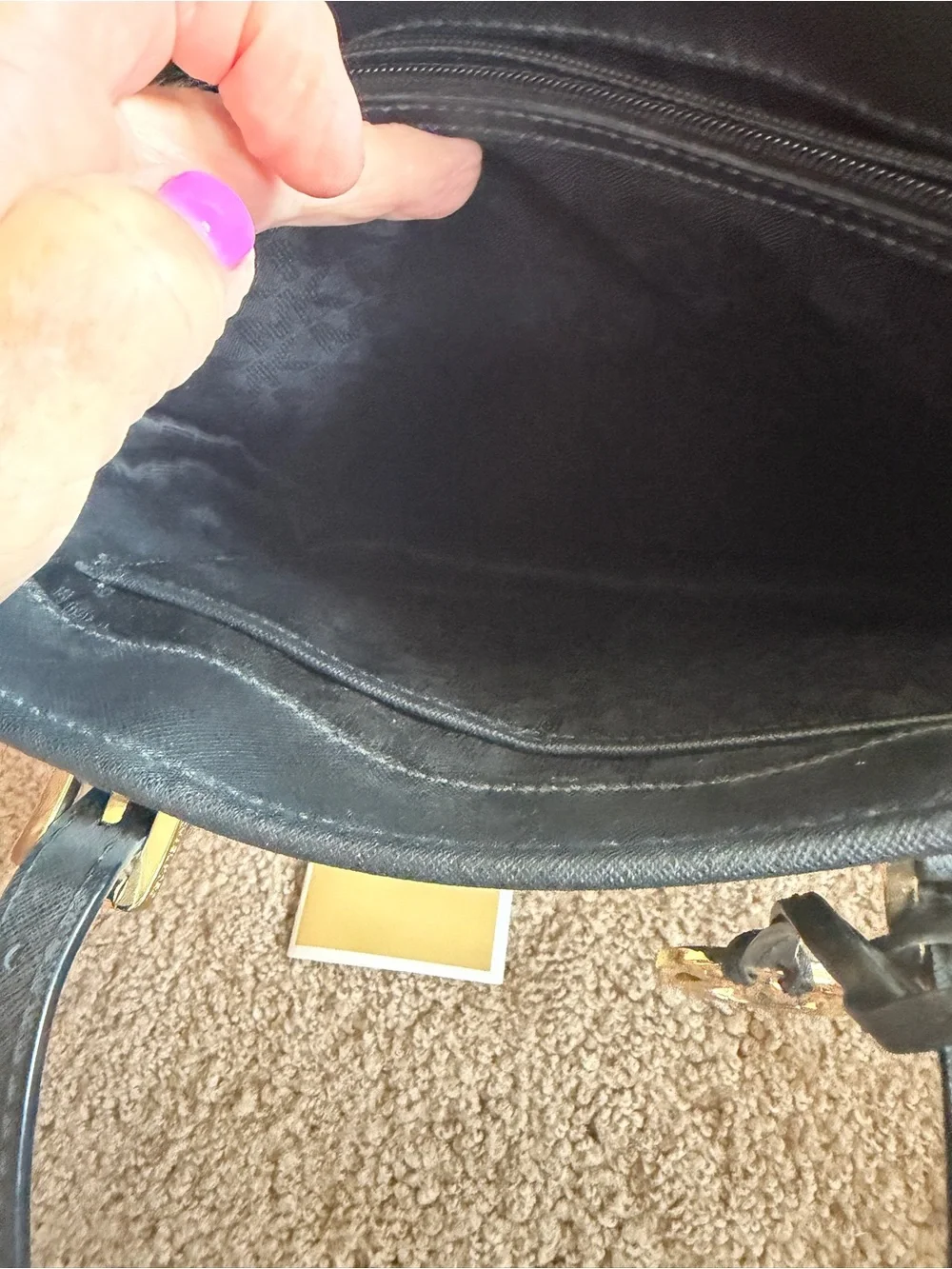 Michael Kors Black Saffiano Leather Tote with Gold MK Charm